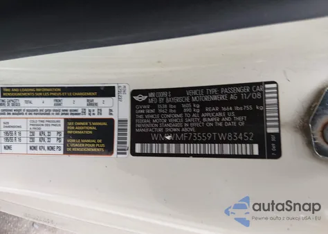 2009 Mini Cooper S from USA, damaged, VIN WMWMF73559TW83452